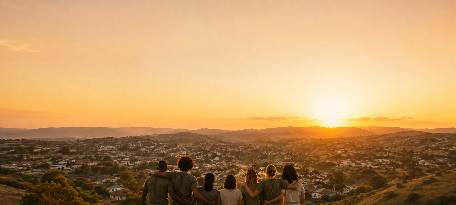 Humble Hopes volunteers standing together at sunset