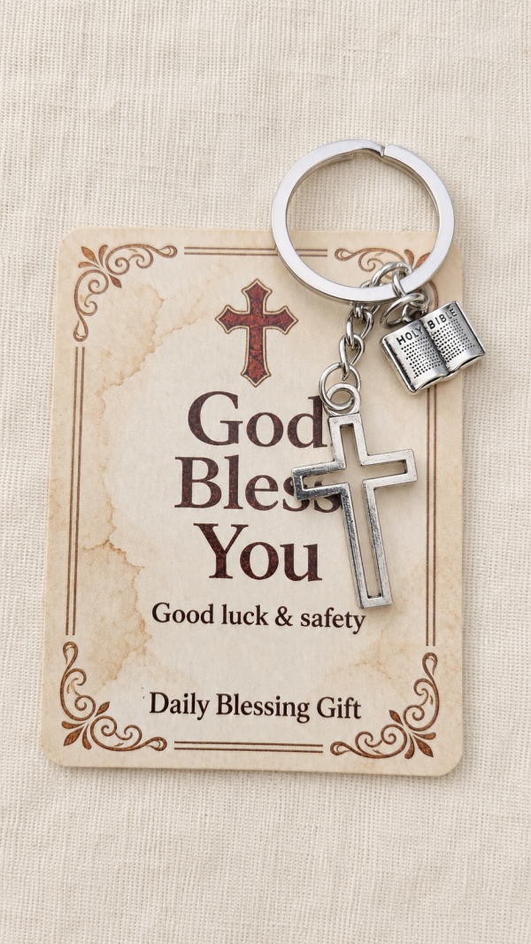 Christian Cross & Holy Bible Keyring Gift | Humble Hopes