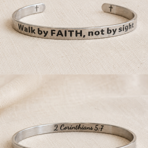 Walk by Faith Christian Cuff Bracelet – 2 Corinthians 5:7 | Humble Hopes
