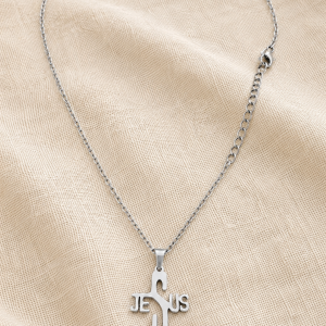 Faith in His Name – Silver-Tone Jesus Cross Necklace | Humble Hopes