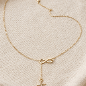 Gold-Tone Infinity Cross Necklace | Christian Gift