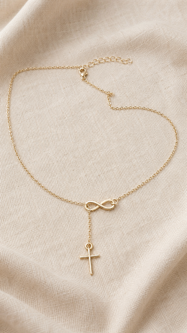Gold-Tone Infinity Cross Necklace | Christian Gift