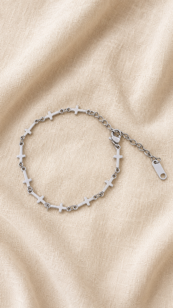 Silver-Tone Cross Link Bracelet | Humble Hopes