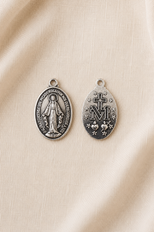 Silver-Tone Miraculous Medal Pendant – Virgin Mary | Humble Hopes