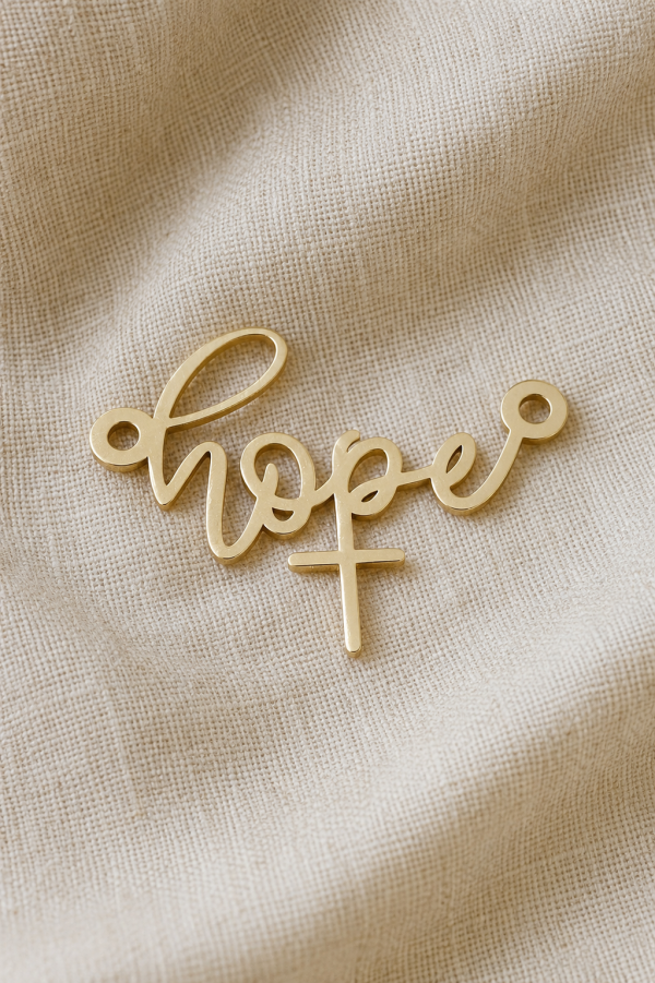Hold On to Hope – Gold-Tone Christian Cross Connector Charm | Humble Hopes