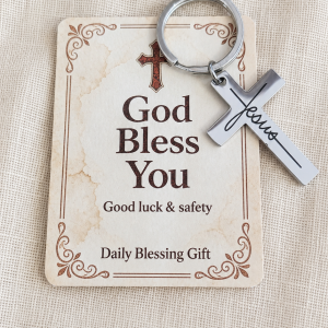 God Bless You Jesus Cross Keyring & Christian Gift Card | Humble Hopes