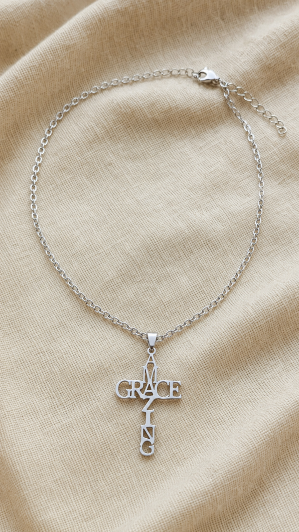 Amazing Grace – Silver-Tone Christian Cross Necklace | Humble Hopes